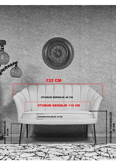 İkili İstiridye Krom Kaplama Telli Ayak Çay Seti Koltuk Tekli Ber Çok Renkli