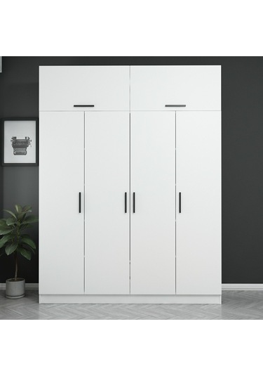 Kale 4 Kapaklı Zincir Dolap-yüklük - Beyaz 235cm Beyaz