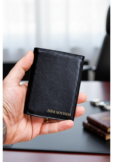 Hakiki Deri Erkek Cüzdan Dik Model 12 Kart - Bozuk Para Bölmeli - İsim Baskılı - Minimalist Tasarı Çok Renkli