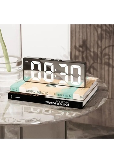 Led Çalar Saat Elektronik Öğrenci Dijital Saat Ses Kontrolü Çift Erteleme Black