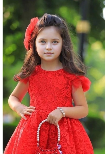Riccotarz Kız Çocuk Üzeri Boydan Dantel Güpür İşlemeli Şeffaf Tüllü Sıfır Kol Kırmızı Elbise Kırmızı Riccotarz Kız Çocuk Üzeri Boydan Dantel Güpür İşlemeli Şeffaf Tüllü Sıfır Kol Kırmızı Elbise Kırmızı