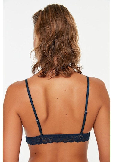 Deep Secret Lacivert Dekoltesi Pembe Dantel Detaylı Micro Bralet Ds200475br 001
