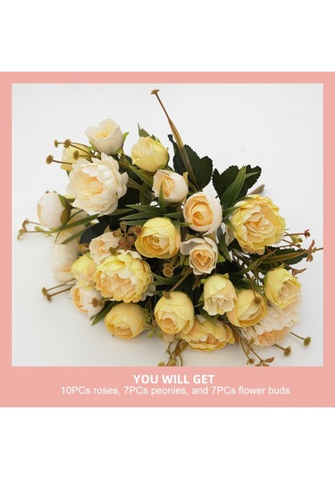 Wezone Pembe Yapay Çiçek Buketi - Şık Salon Dekorasyonu İçin Dayanıklı İpek Kumaş Çiçekler