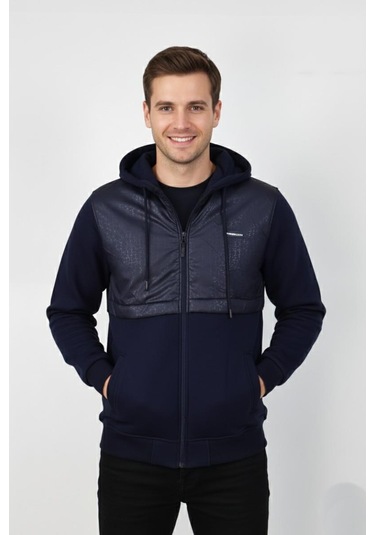 Dynamo Erkek Kapitone Modelli 3 İplik Kapüşonlu Sweatshirt Bgl-st04865 Lacivert