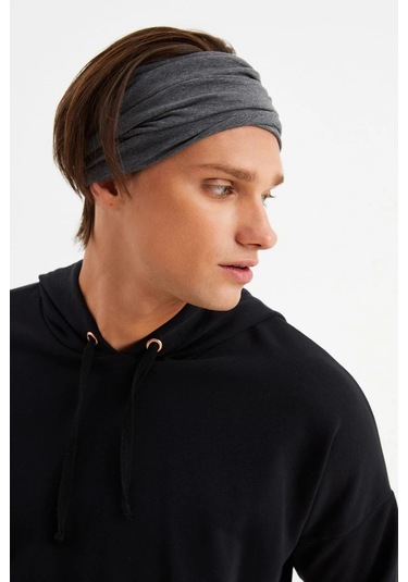 Erkek 4 Fonksiyonlu Koruyucu Pamuklu, Esnek, Terletmez, Bandana, Boyunluk, Maske - Tek Ebat / Füme Füme