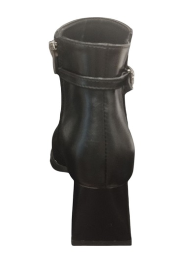 Ventes 120861z Küt Burun Fermuarlı Tokalı 6 Cm Kalın Topuk Günlük Şık Kadın Bot Siyah