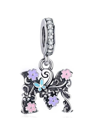 Fastbuy S925 Ayar Gümüş Mektup M Bilezik Kolye, Çok Renkli Aksesuar, Kadınlar İçin Çok Renkli