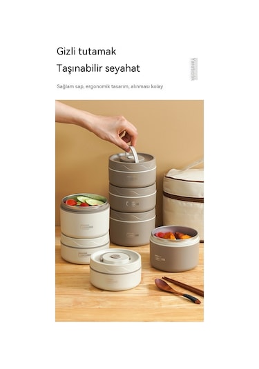 Airron Eternal Luck Paslanmaz Çelik 4 Katlı Yalıtımlı Gıda Saklama Kutusu Beyaz