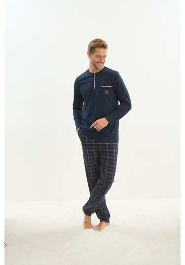 Erkek Uzun Kol Lacivert Pijama Takım C7t3n5o9 001