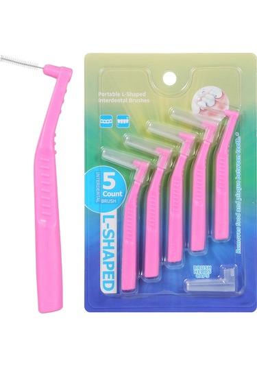 Moveevo 5'li Diş Arası Fırçası Seti - L Şekilli, 0.6mm, Çelik Saplı, Yeniden Kullanılabilir, Ağız Hijyeni İçin