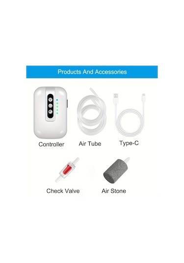 Willowhaven Usb Şarjlı Oksijen Pompası 1 Hava Çıkışlı Pil Dahil Beyaz Balık Tankı Aksesuarı