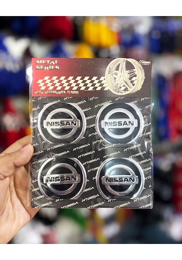 Universal Araç Uyumlu, Nissan Jant Göbeği Arması, Sticker 4'lü Set 60mm Gümüş
