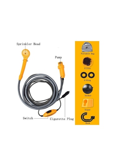 Besthome1 Portatif Kamp Duş Seti, Su Pompalı 12v, 6m Sigaralı Kablo
