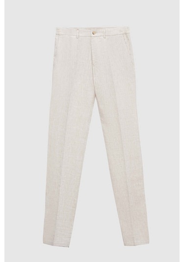 Ds Damat Slim Fit Bej Düz %100 Keten Jogger Pantolon 4hc03s2063230 Bej