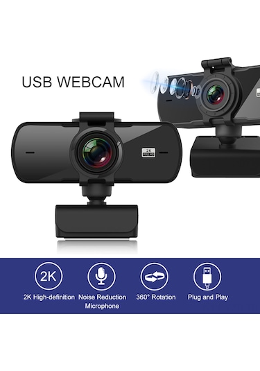 Yuntech01 2k Hd Usb Webcam P5 - Geniş Açı Lensli, Mikrofonlu, Sürücü Gerektirmeyen Bilgisayar Kamerası - Ders, Canlı Yayın, Video Konuşma İçin