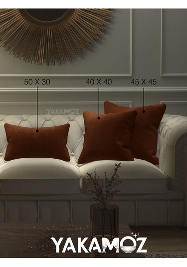 Br Yakamoz Kiremit Renk Kırlent , Yastık Kılıfı Kadife Görünümlü Velvet Touch Serisi Kiremit
