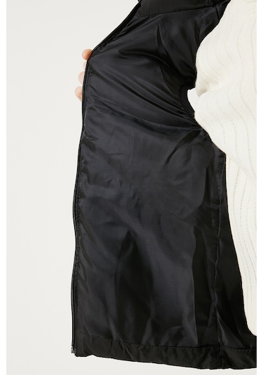 Lela Fermuarlı Kapüşonlu Cepli Şişme Unisex Çocuk Yelek 5761983 Siyah