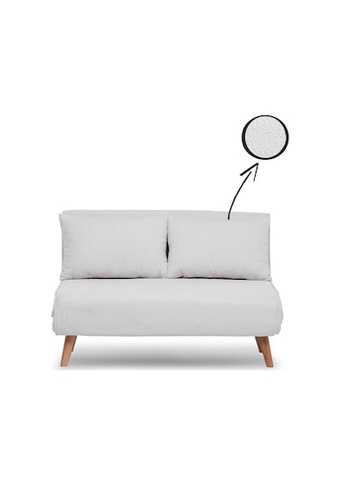 Folde 120 İkili Yataklı Katlanır Koltuk Teddy Beyaz Beyaz