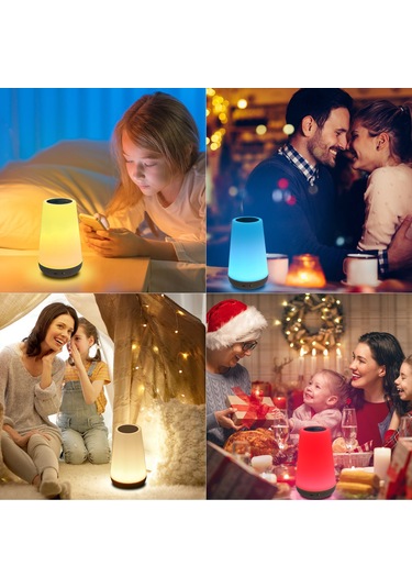 Maiyame Renk Değiştirebilen Dokunmatik Usb Şarjlı Ahşap Desenli Led Gece Lambası - Göz Koruyucu 360 Aydınlatma Diğer