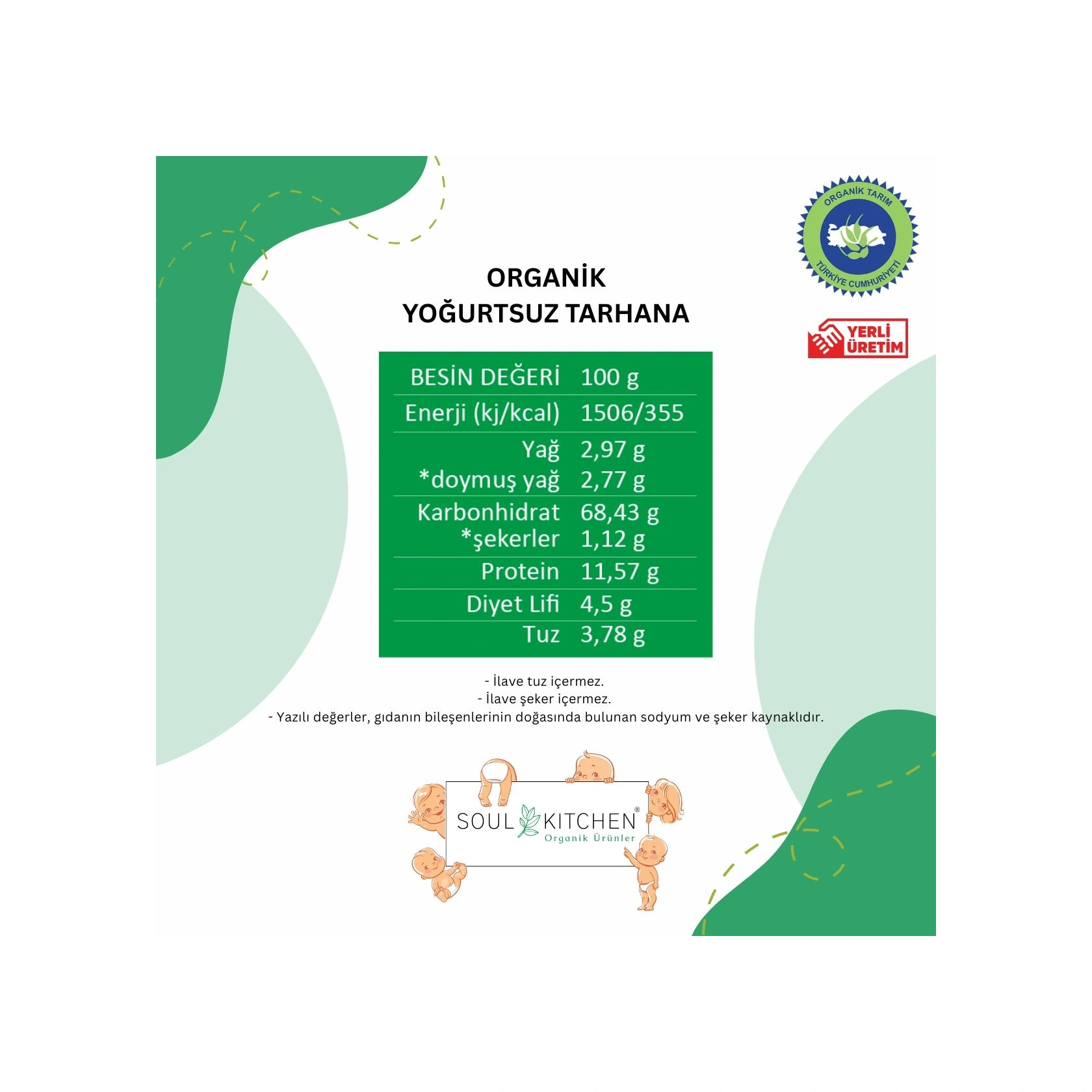 Soul Kitchen Organik Yoğurtsuz Tarhana Cam Vegan İlave Tuzsuz 350 G