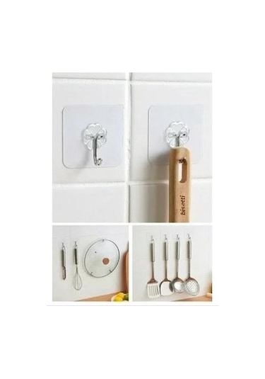 Kendinden Yapışkanlı Şeffaf Askı 5'li Set Banyo Mutfak Askısı Şeffaf
