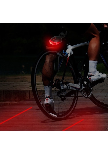 Bisiklet Led Stop Lambası Lazer Şeritli Siyah-Kırmızı Siyah - Kırmızı