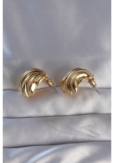 Pirinç Gold Renk Tırtıklı Bombe Model Küpe - Ebj270706w25250 Diğer