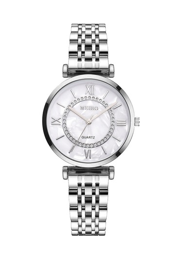 Mizaç Kadın Retro Ölçekli Çelik Bantlı Saat Aynı Stil Altın Kadın Şık Şık Saat Gümüş Diğer