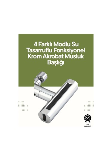 Krom Musluk Başlığı 4'ü 1 Arada Su Çıkışı Kolay Montajlı Çok Renkli