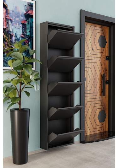 5 Kapaklı Metal Ayakkabılık Antrasit Antrasit