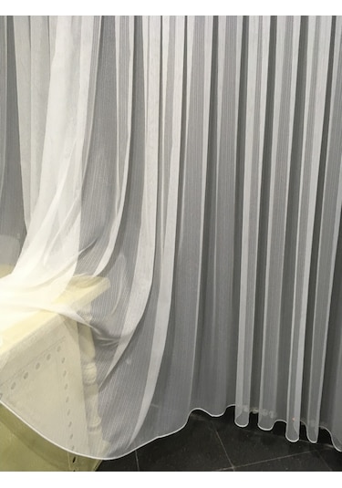 Perdefony Çizgili Düz Tül Perde