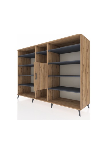 Kronos Dolap 12 Raflı Tek Kapaklı 220x59x163 Çam-çam/antrasit Çam-çam/antrasit