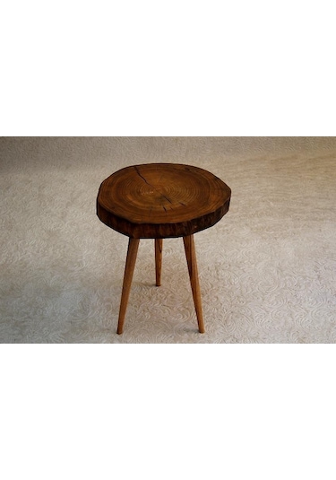 Doğal Ağaç Masif Dekoratif 3 Lü Zigon Sehpa Ağaç Ayak