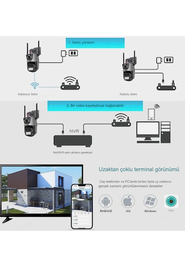8mp 4k Ip Kamera Açık Wifi Ptz Çift Lens Çift Ekran Otomatik İzle