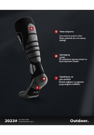 Kış Profesyonel Yün Kayak Çorapları- Wool Style Rose Red 35-39 Pembe