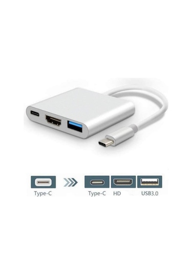 3'in 1 Type-c To Hdmi 4k Usb 3.0 Dönüştürücü Adaptör