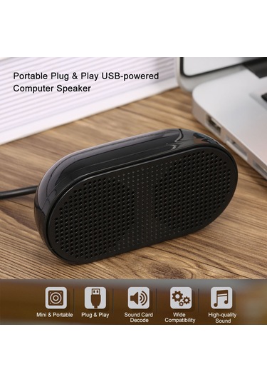 Konesam Hk-5002 Usb Hoparlörü, 20hz-23khz Frekans Aralığı, 0.5w 2 Çift Hoparlör, Usb Ses Kartı Kod Çözücü, 1.1m Kablolu, Plug & Play, Siyah Abs+tpu