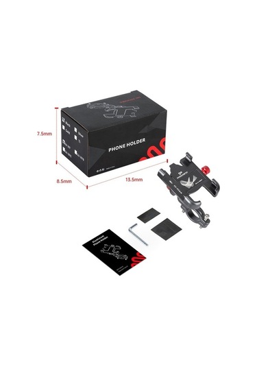 Ebitda Promend Sjj-297 Alüminyum Bisiklet Cep Telefonu Braketi, Titanyum Gümüş, Döndürme Ayarlanabilir, 360 Eksen, Geniş U Gümüş