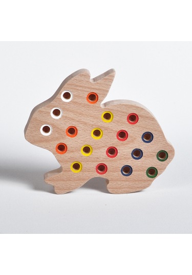 Ahşap Eğitici Doğal Renkli Tavşan Tak Çıkar Montessori Oyuncak