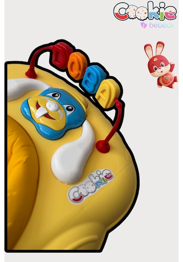 Cookie Ayarlanabilen Müzikli Yumuşak Pedli Lüks Yürüteç Sarı