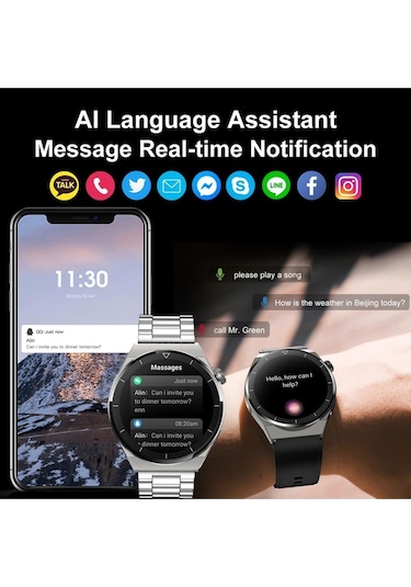 Yuvarlak Spor Klasik Arama Yapan Erkek Akıllı Saat Android Ve Ios Huawei Iphone Samsung Uyumlu