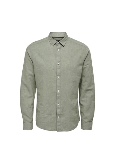 Only & Sons Erkek Onscaiden Slim Fit Keten Gömlek 22012321 Yeşil
