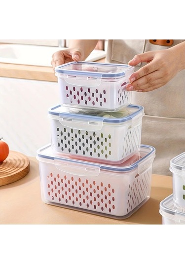 Fochsia 9 Parça Bpa İçermeyen Plastik Gıda Saklama Kabı Seti Assorted Varieties 3 Kutu 3 Süzgeç 3 Kapak Dondurucuya Uygun Sızdırmaz Acı Kahverengi