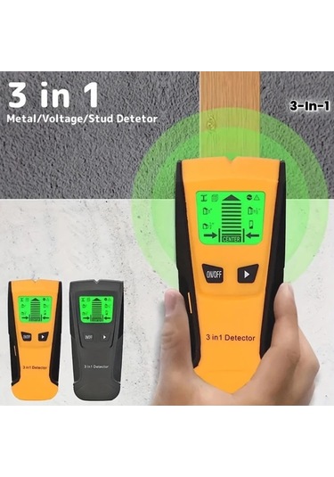 Chenkestoreone Siyah 3'lü Dedektör Duvar Tarayıcı - Ahşap Metal Ac Kablo Bulucu Lcd Ekranlı