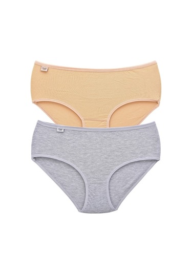 Kadın 924 Elastan 2'Li Bato Külot Seti Gri-Ten