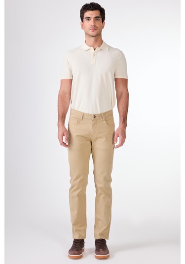 Dufy Vizon 5 Cep Düz Renk Slim Fit Erkek Pantolon Vizon