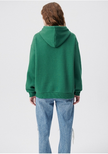 Mavi - Mavi Logo Baskılı Kapüşonlu Yeşil Sweatshirt 1600361-71892 Yeşil
