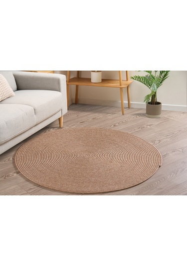 Klappe Jüt Hasır Oval Halı Bej