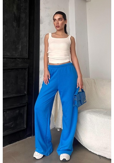 Madmext Saks Bol Paça Kadın Eşofman Altı Mg2279 Saks