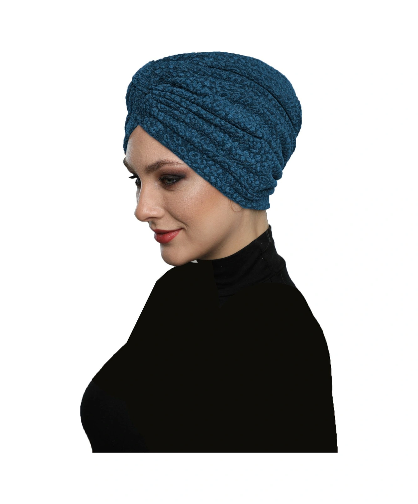 Brokar Bantlı Petrol Astarlı Hazır Türban Tesettür Bone Petrol